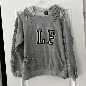 LF The Brand Logo Distressed Destroyed Vintage Look Hoodie